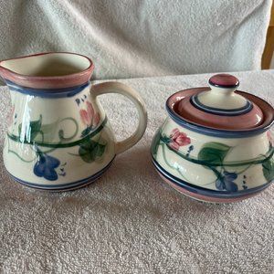 Vintage Gail Pittman sugar bowl and creamer. Novak design